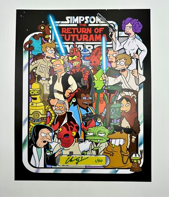 Chris 51 art Return of Futurama Star Wars satire signed ltd print