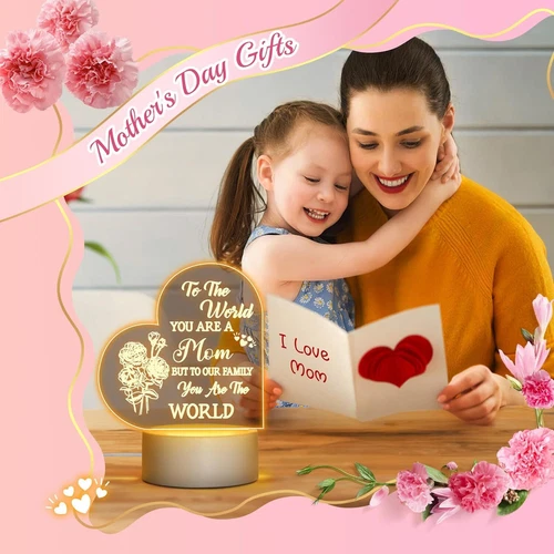 Luz nocturna grabada para mamá - Regalo conmovedor "You Are The World", alimentación USB - Imagen 8 de 8
