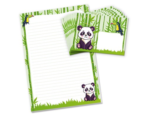 Briefpapier Kinder als Notizblock + 15 Briefumschläge Panda Kindermotiv - Bild 7 von 9