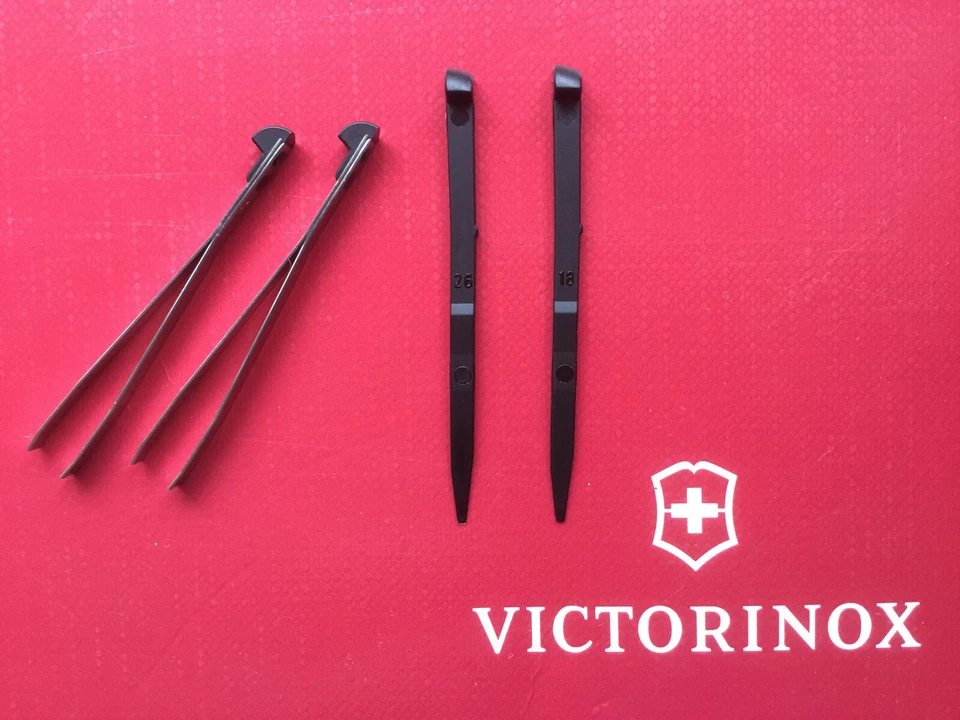 2 Paar Zahnstocher Pinzette Victorinox Taschenmesser gross schwarz