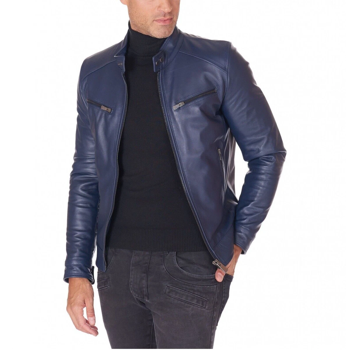 Navy blue motorcycle best sale jacket
