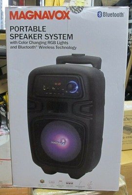 magnavox portable speaker with rgb color changing lights & bluetooth