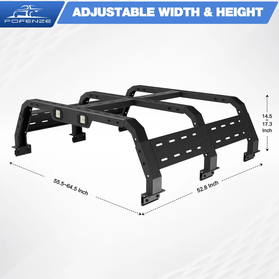 MAX 17.3" High Bed Rack Steel Luggage Carrier For 2014-2022 GMC Sierra 1500 Foto 2 de 4