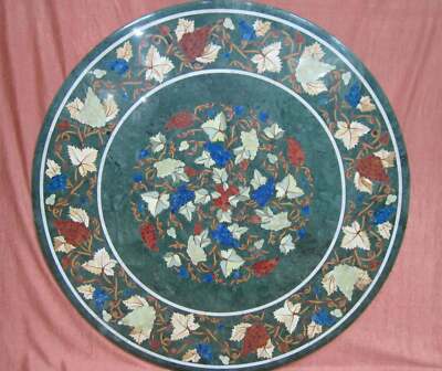 18'' Green Center Coffee Round Marble Table Top Inlay Malachite Room Decor  k2