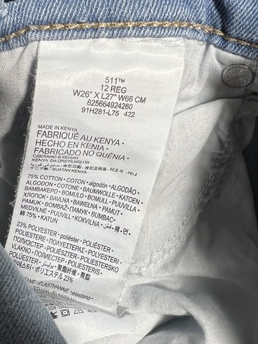 Levi's Jeans Boys 12 Reg 26 x 27 511 Slim Performance Stretch Flex Levi Levi New - Picture 10 of 12