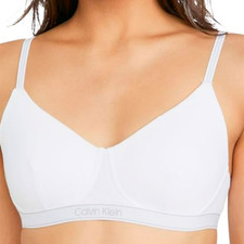 Calvin Klein Women's Pure Ribbed Lightly Lined Bralette White XL -NEW
