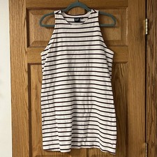 GAP 90s Dress Womens Medium Petite White Striped Ribbed Tank Top Pullover Y2K