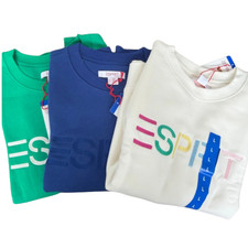 NWT Esprit Women's Logo Fleece Crewneck Sweatshirt Green Blue Cream S M L XL XXL