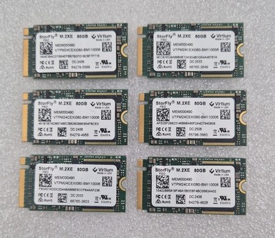 [LOT 6 PCS] NEW - Virtium StorFly M.2XE 80GB VTPM24CEXI080 PCIe NVMe SSD PSID