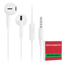 Wired Earbuds with 3.5mm AUX Plug Headphones,Earphones Microphone, White