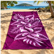 Hand Painted Bali Sarong Beach Wrap Lightweight Women's Cover Up White Purple