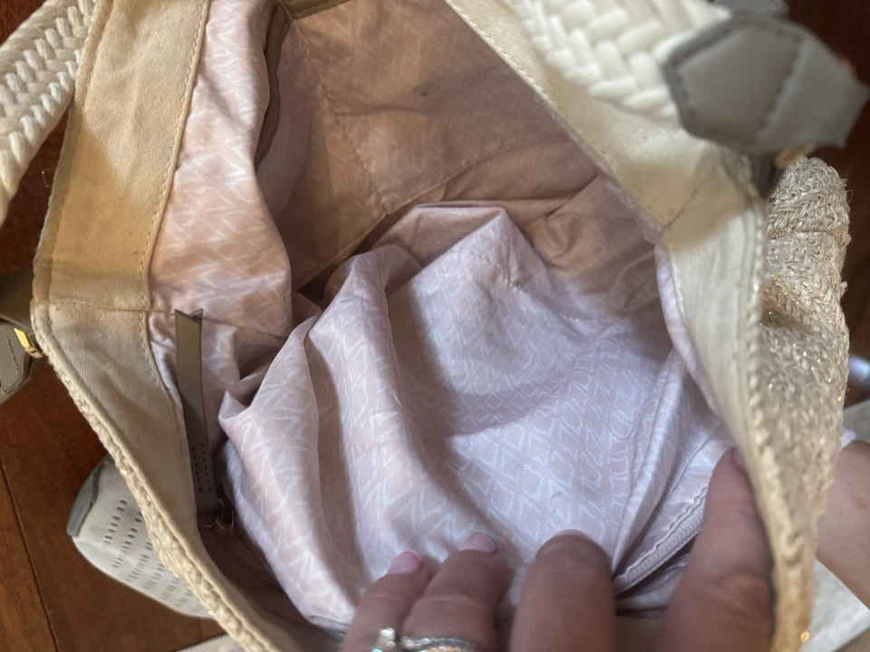 Bolso Hobo Stella And Dot Ellie Metálico/Paja Bandolera Correa 2 Vías Foto 3 de 4