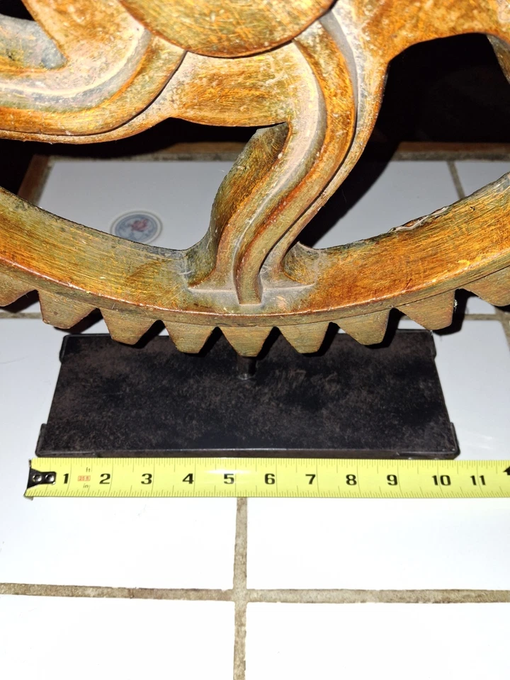 Vintage Gear Industrial Decoration 15" Inch Gear Wheel Metal Base Steampunk - Image 4 of 4