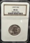 1953-S 25C Silver Washington Quarter - NGC MS66