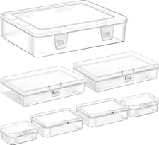 Clear Small Plastic Storage Containers with Lids, 7 Pack Rectangular Mixed Siz