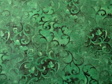 4-1/2 YDS MOTTLED GREENS W SCROLLS 100% COTTON WILMINGTON OOP