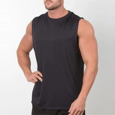 Mens Sleeveless T Shirt Tank Solid Blank Hot Summer Gym Cool Comfort