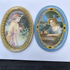Lot Of 2 1973 Coca Cola Small Vintage Oval Mini Tin Tip Trays 6in x 4.5in