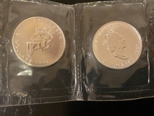 1991 $5 Canada Maple leaf 1oz 9999 silver in plastic sleeve
