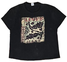 Vintage Levis for Women Black Graphic USA Made Classic Original Jeans T Shirt OS