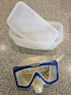 Tilos Scuba Diving / Snorkel Mask  4 Window Tempered Glass / Storage Case - Used