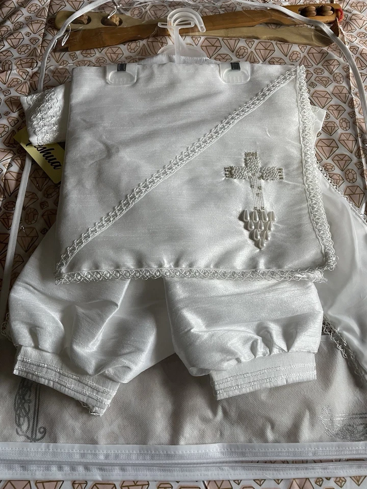 Roupa de batismo de batismo bebê menino / Ropon Para Bautismo De Niño - Imagem 3 de 4