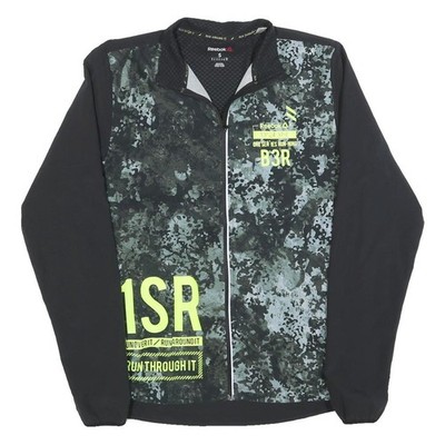 Reebok Herren schwarz grau B3R Print Activewear Jacke S Polyester Reißverschluss