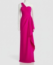 Rickie Freeman by Teri Jon Women's Pink Silk Draped One-Shoulder Dress Size 4