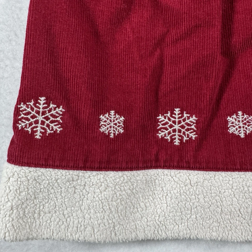 Hanna Andersson Red Corduroy Holiday Dress Girls 110 (5y) Faux Fur Snowflakes - Image 4 of 4