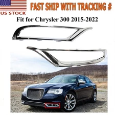 Bumper Trim Set For 2015-2022 Chrysler 300 Front Outer Center Applique Chrome