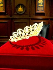 Gold Crystal Rhinestone Queen Tiara Crown 2.5in Quinceanera Prom