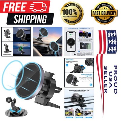 Car Mount Charger-15W Fast Charging Wireless Car Charger-Magnetic Car Phone H...