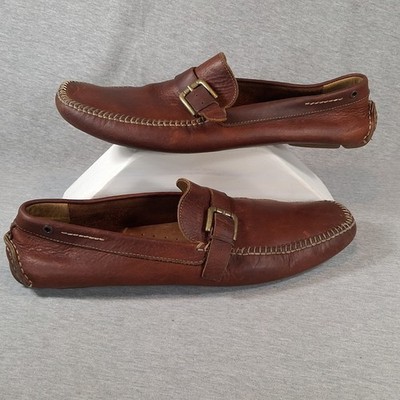 Johnston Murphy Flex Buckle Strap Driving Moccasin Shoes Mens 11 M Brown Leather