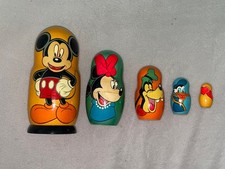 Mickey Mouse nesting dolls, Matryoshka, hand painted, Disney gift, vintage 5 pcs