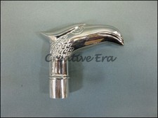 Handmade Solid Brass Designer Eagle Head Handle Silver Tone Walking Cane Vintage