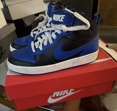 Nike Court Borough Mid 2 GS Kids 3.5Y Black Blue White Mid Top DM8872-001