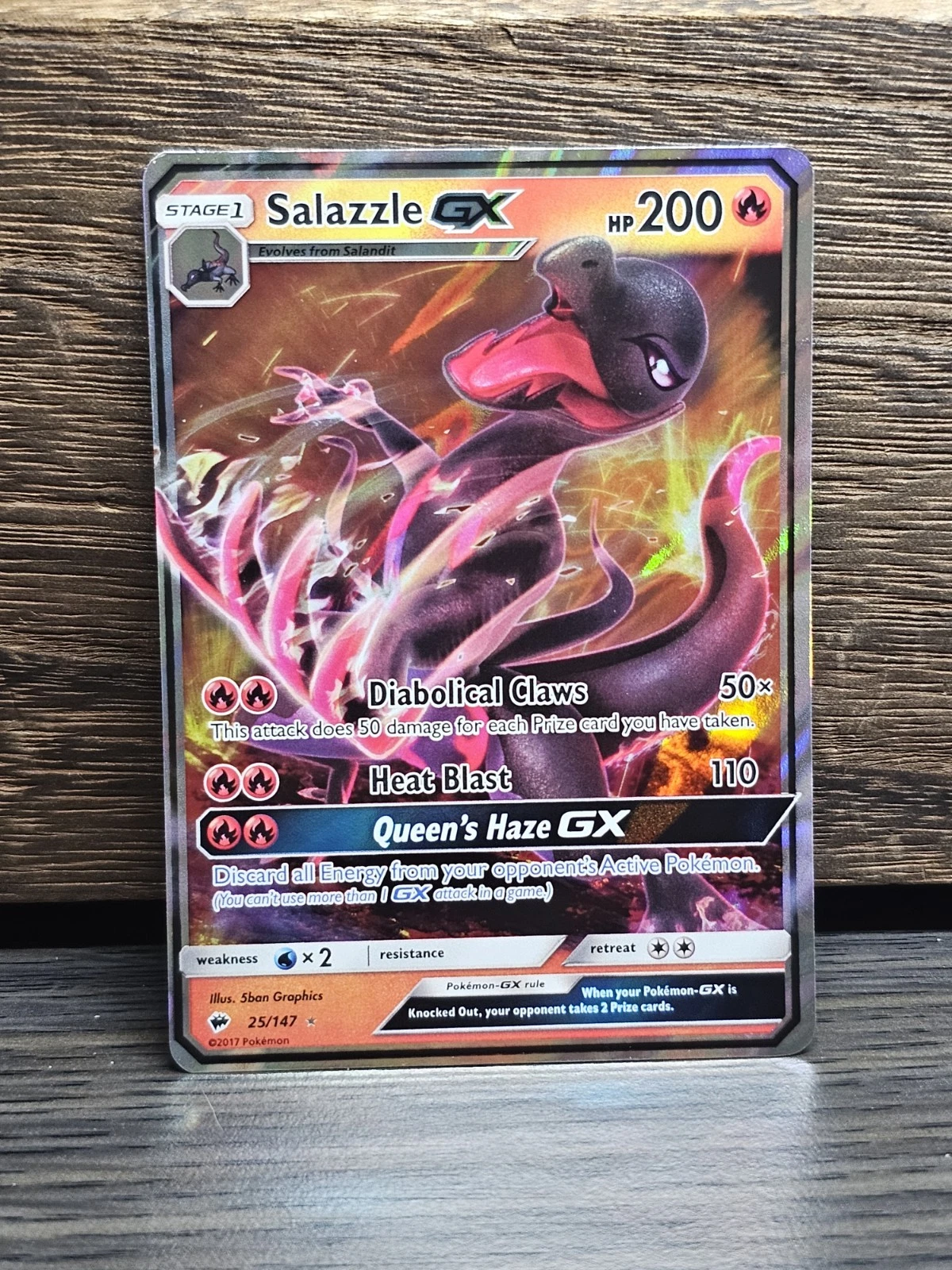 Salazzle GX 25/147 Sun & Moon Burning Shadows Holo Full Art Pokemon TCG Card NM