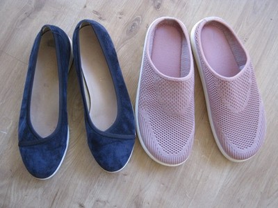 2 Paar Damen Schuhe Slipper Gr.39 + Gabor Ballerina dunkelblau Echleder  Gr, 5,5