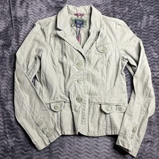 American Eagle Light Green Cotton Blazer Collared Jacket Women Size M
