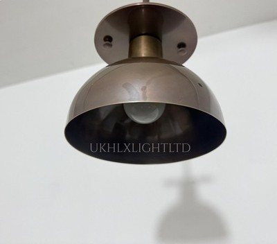 1950s Mid Century Brass Finish Dome Ceiling Light