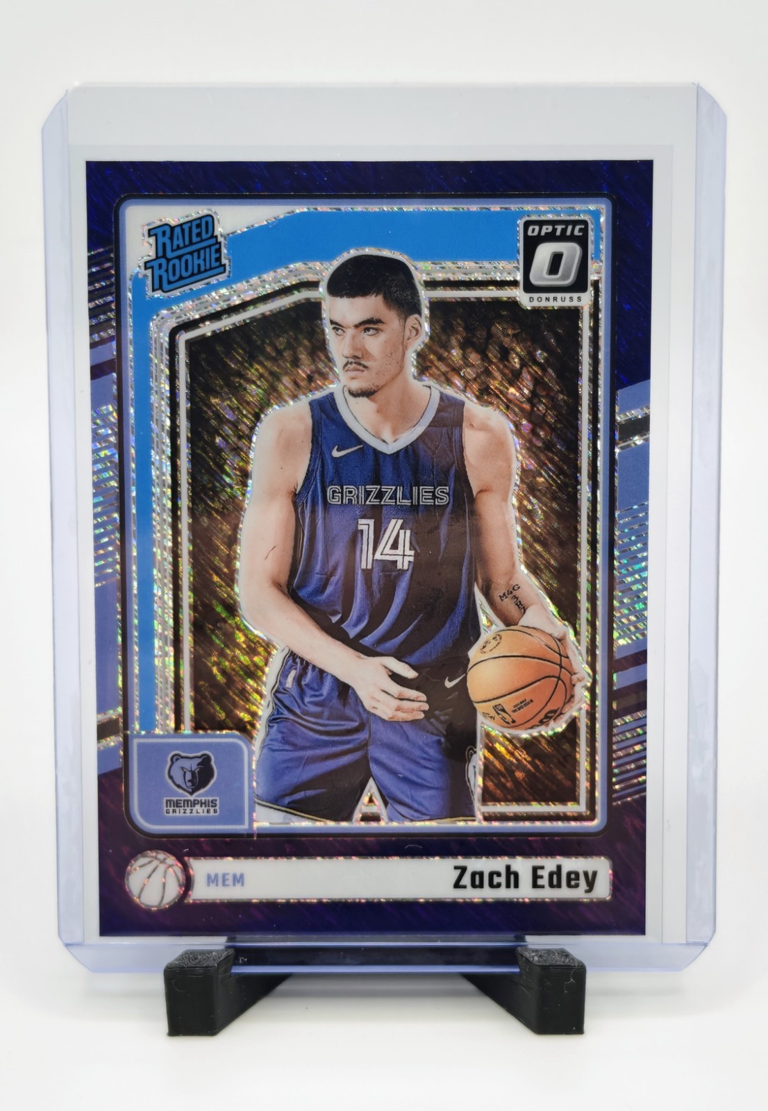 2024-25 Donruss Optic Zach Edey #288 Rated Rookie Purple Shimmer RC Grizzlies