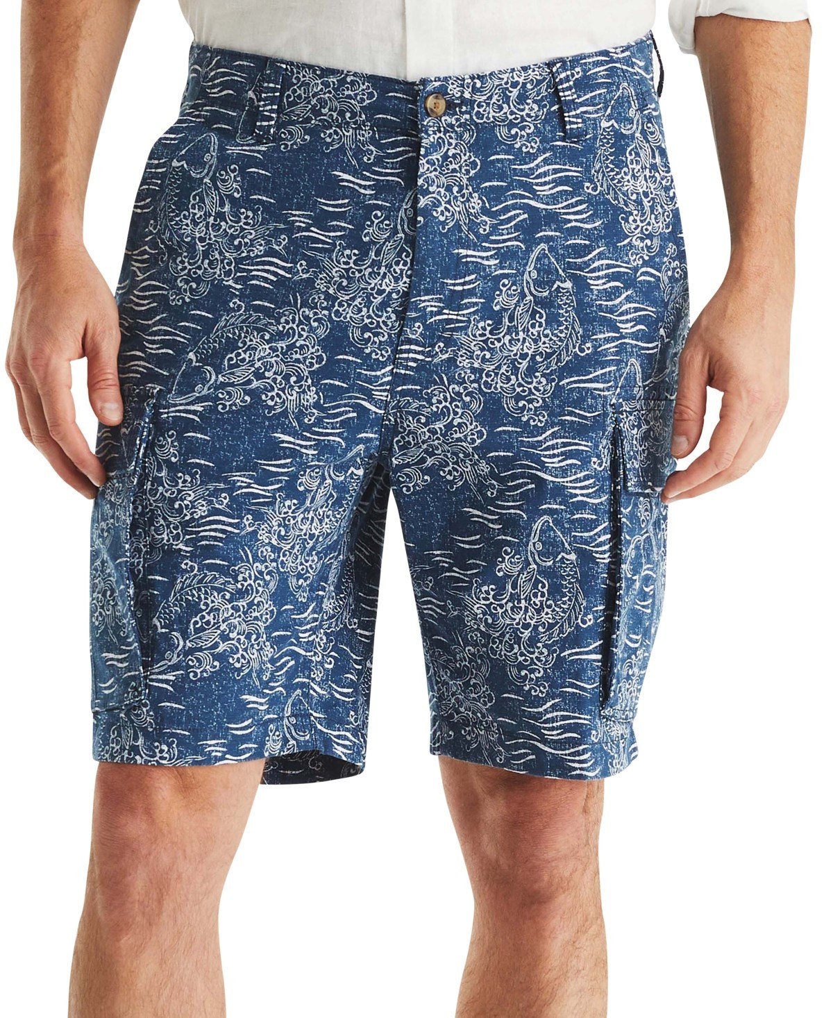 Nautica Mens Relaxed Fit Koi Print 95in Cargo Shorts in Lapis Blue Size 38W 9690₽