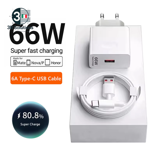 Caricatore Muro UE 66W 6A Super Veloce Huawei Mate P50 Nova Honor Cavo Type-C - 第 2/18 張圖片
