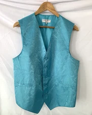Vesuvio Napoli Italian Formal Vest Turquoise Blue Men's Small