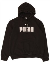 Puma Womens Graphic Hoodie Jumper UK 16 Large Black Cotton BU20