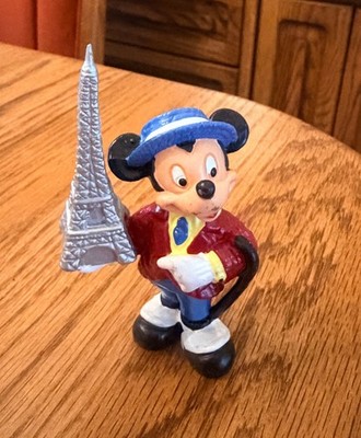 Disney Mickey Mouse PVC Toy 1980's, French Eiffel Tower, Red Blue, BULLYLAND