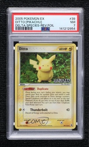 Ditto (Pikachu) Reverse Foil Pokemon EX Delta Species PSA 7 2005