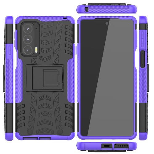 For Moto Edge 20, 2-Layer Shockproof Rugged Hybrid Hard Kick Stand Case + glass - Zdjęcie 12 z 52