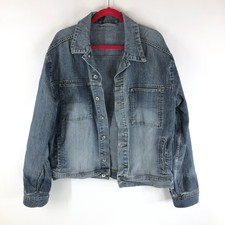 Crown Jeans Wear Womens Denim Jacket Vintage Retro Trucker Fading Blue L
