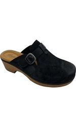 Clarks Collection Leather Heeled Clog Paizlee Nora Black Suede